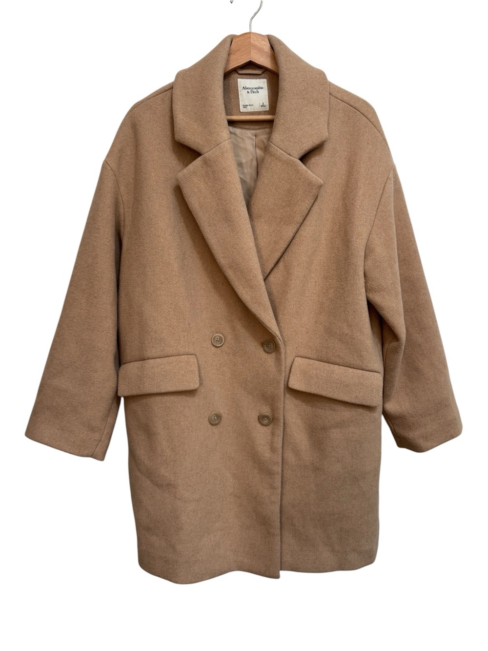 Abercrombie & Fitch The Dad Coat Wool Blend Women Small Tan Oversized Trench